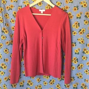 Red Charter Club Petite knit button down blouse